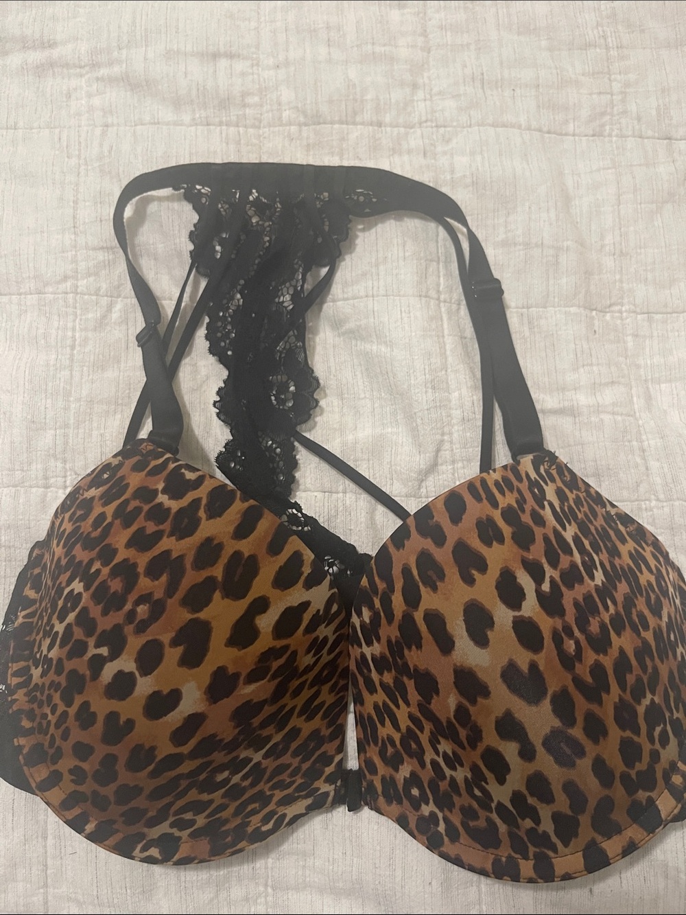 La SENZA Leopard Print Lace-Back T-Shirt Bra - Black/Brown